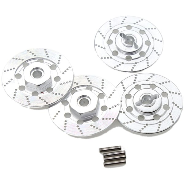 4 kpl jarrulevyä, metalliset vanteen reunat, metalliset kuusikulmaiset sovittimet, 12 mm, 1/10 Sakura D4 -maantieajokilpailuun tarkoitettuun RC-autoon, hopea