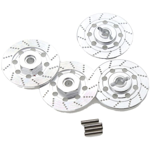 4PCS Brake Disc Metal Wheel Rim Box Metal Hex Adapter 12mm for 1/10 Sakura D4 On-Road Racing RC Car Parts, Silver