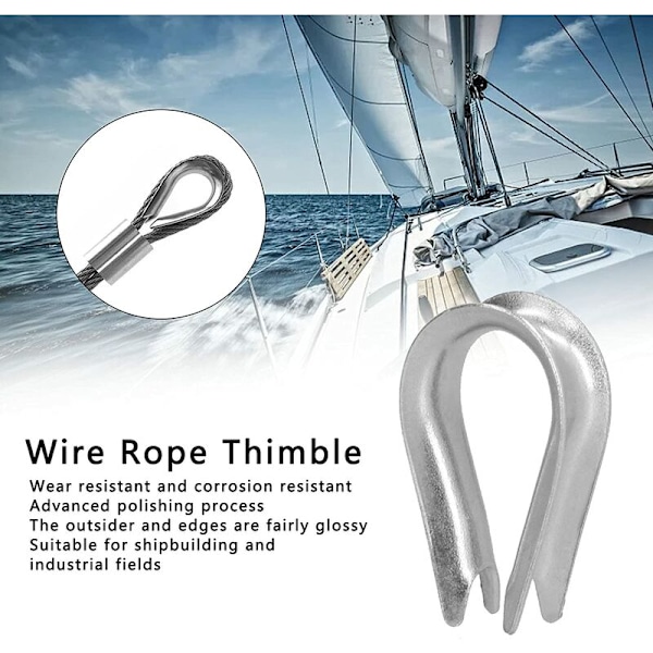 50 stk. Wire Rope Thimble Wire Rope Klips Rustfritt Stål Wire Rope Rigging Verktøy for Skip Bygging (M3 (3mm))