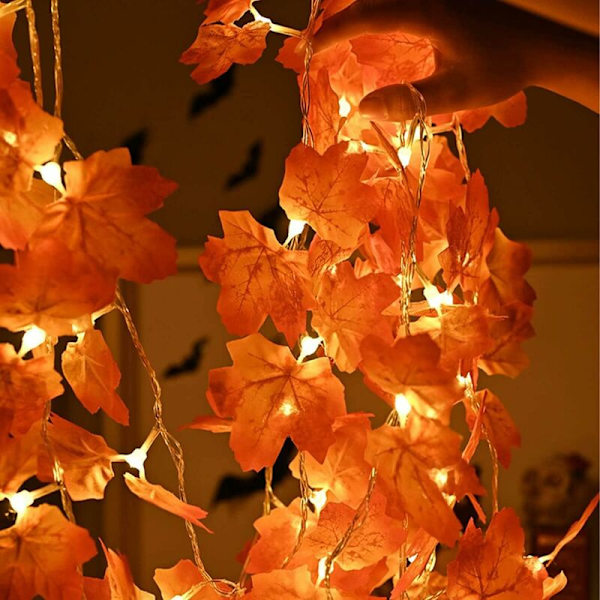 Lönnljus, 6M 40 LED Lönnlöv Strängljus, Lönnlöv Strängljus, Höststrängljus, för Thanksgiving, Halloween, Jul, Heminredning, Höst D