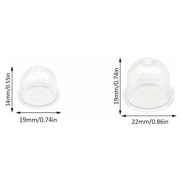 Kaasuttimen tarvikkeet 12 kpl Kaasuttimen pumpupolttimo 19 mm ja 22 mm Primer-pumpupolttimo pensaskoneelle puhaltimelle trimmerille