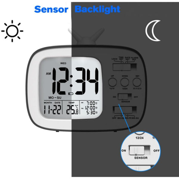 Enkel Intelligent Elektronisk Klocka Ljuskänslig Kreativ Väckarklocka Retro Väckarklocka Tre Grupper