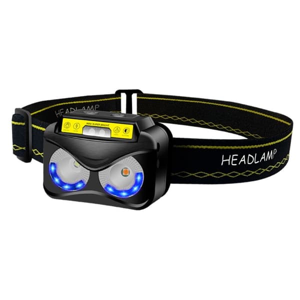 XPG+COB Gult Lys Multifunksjonell Hodelykt Sensor Hodelykt USB Lading Hodelykt Belysning