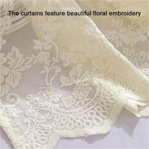 1 st Floral Lace Gardinpanel Broderad Halvtransparent Kort Fönstergardin för Kök Vacker Matrum Fönsterdekoration 13041cm Beige