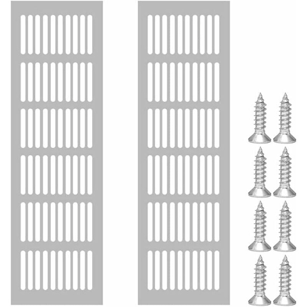 2 stk. Rektangulære Ventilationsgitter, Aluminium Ventilationsgitter, Udendørs Ventilation 80x250mm