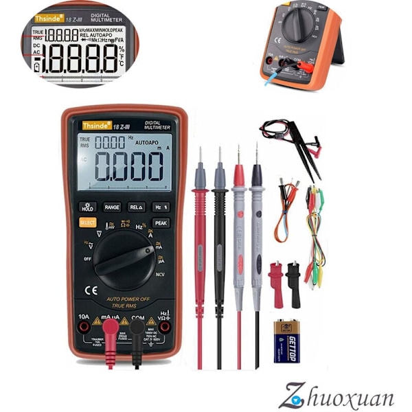 Automatisk digitalt multimeter, amperemeter, professionel elektrisk tester..--