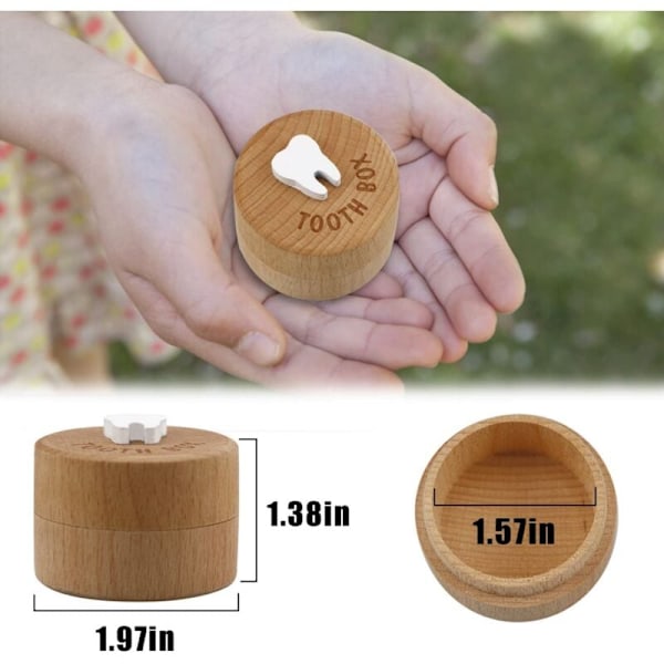 Tandfén låda 3D snidad trälåda minnessak för förlorade tänder förvaringslåda present till pojke eller flicka