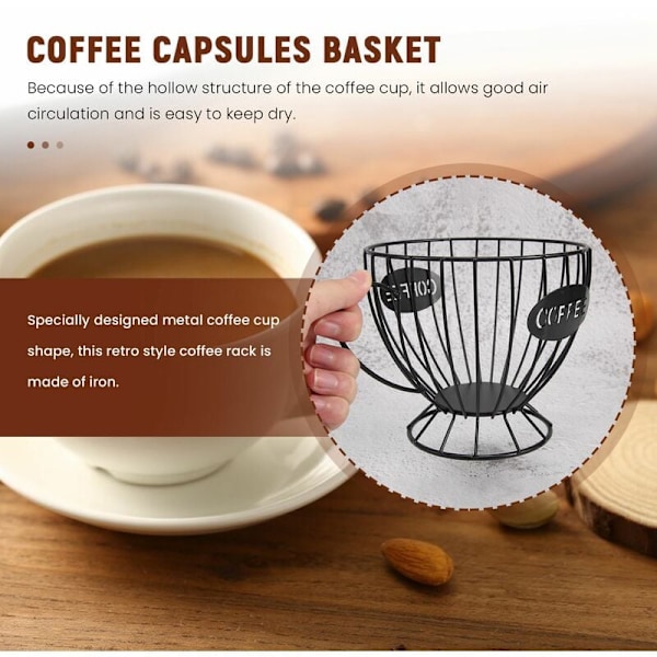 Kaffekapsel förvaringskorg Kaffeekopp korg Kaffeepad Organizer hållare Kaffeepad hållare Kaffeeaccessoarer (Svart)