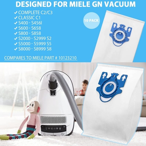 10 Pakkautta AirClean 3D Efficiency -Vaihtosuodattimia GN Classic C1 Complete C1/C2/C3 -Imurin Pölypusseille