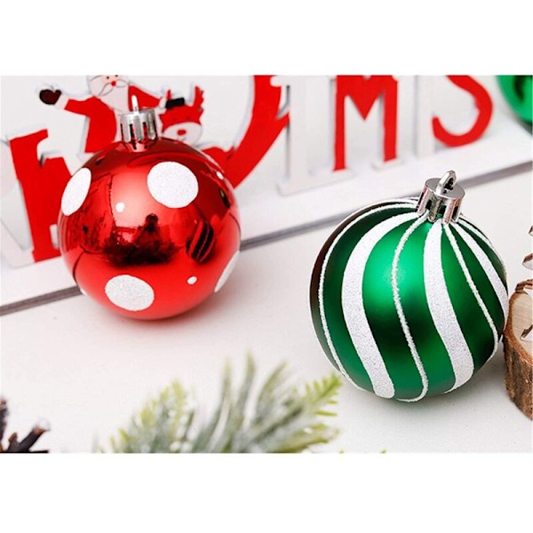 Julekule - 30 stk Grønne Plastjulekuler - Julepynt & Julekuler (Rød Grønn)