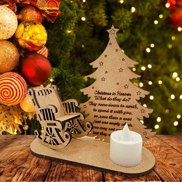 Træ Julemindelys Ornamenter, Juleparadis Gyngestol med LED Te Lys, til at Mindes Dine Kære Juler på Skrivebordet
