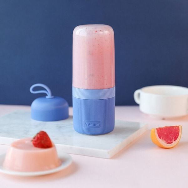 Juicer Extractor Mini Bärbar Blender USB Blender Juice Maker Blender Bärbar Juice Maskin Frukt Smoothie Cup, Blå