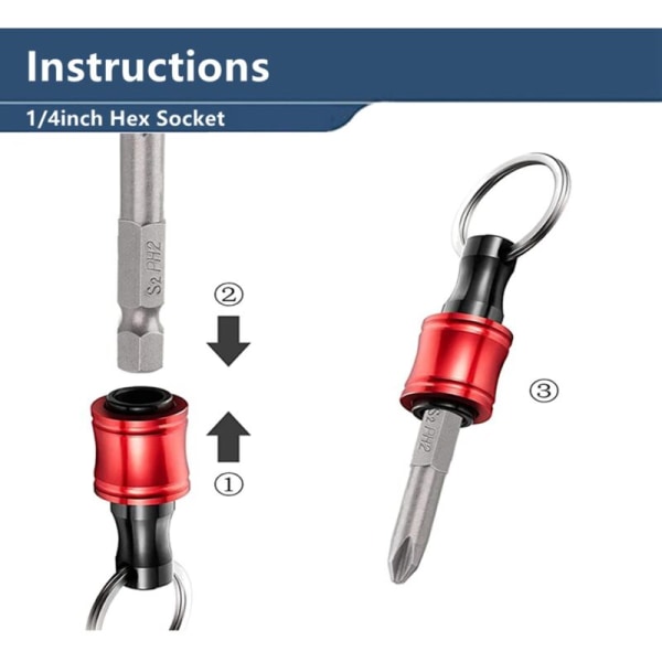 1/4 tommers sekskant skaft borholder nøkkelring magnetisk aluminiumlegering forlengelsesstang svingbar skrutrekkerholdersett