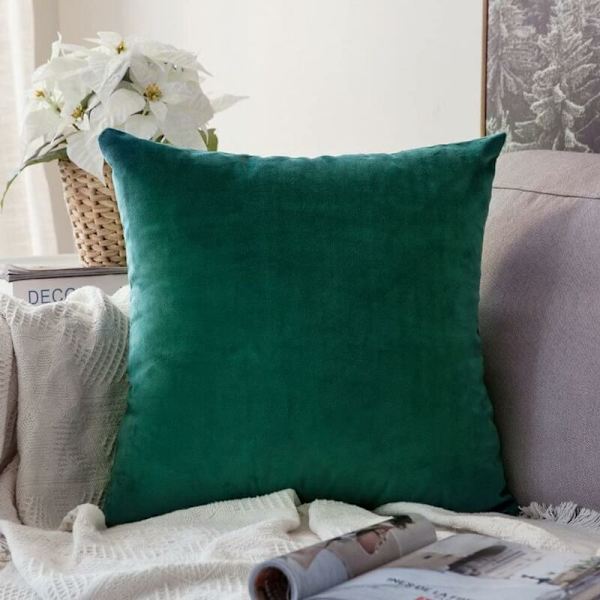 Sæt med 2 Fløjls Pudebetræk Dekorative Pudebetræk Sofa Pude Lændepude Pudebetræk Pudebetræk 45x45cm Malakitgrøn