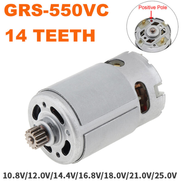 GRS550VC 14 Tänder DC-Motor 21500-29000 RPM DC 12V Litium Borrmotor för Laddbar Elektrisk Skruvdragare