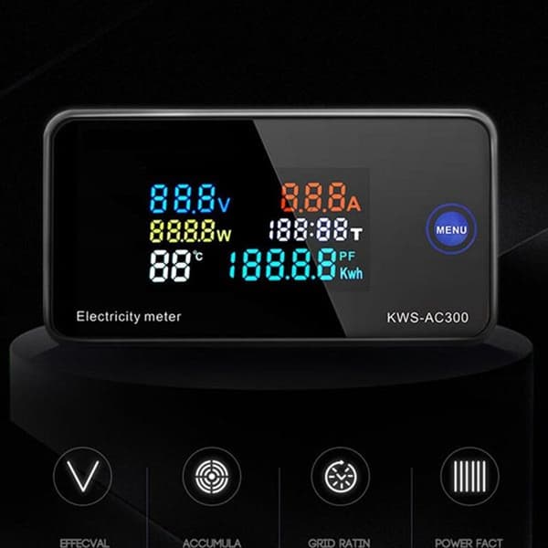 AC Voltmeter 50-300V Amperemeter KWS Powers Energimåler LED Digital Wattmeter AC Elektrisk Måler (Med Split Transformer)