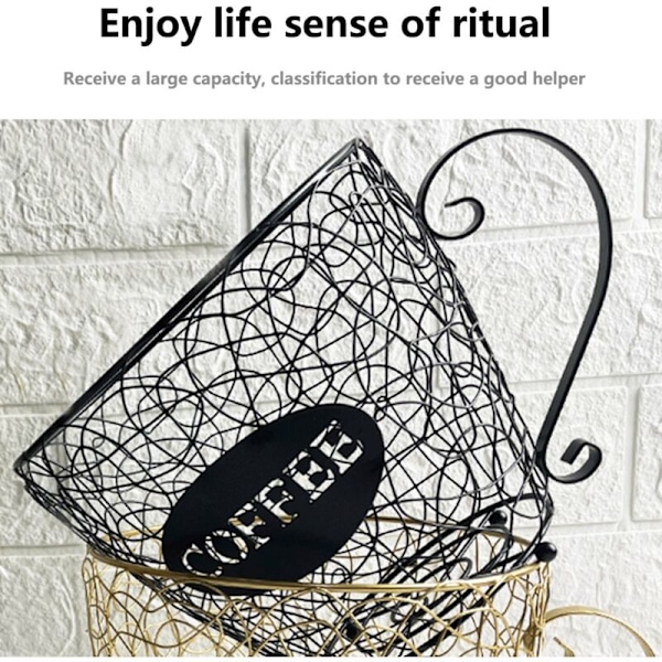 Kaffe Kapsel Oppbevaringskurv Universal Kaffe Kurv Kaffe Kopp Pod Organizer Holder Svart for Hjem Cafe Hotel Svart