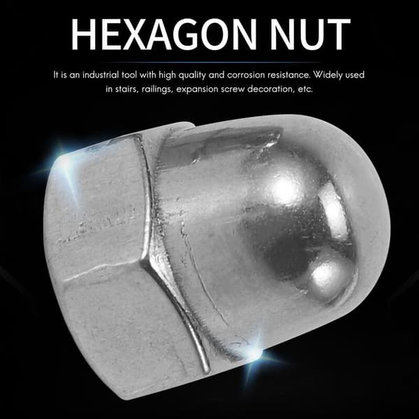 Tråddiameter 304 Rustfrit Stål Dome Cap Møtrikker Hexagon Socket Møtrikker 20 Stykker
