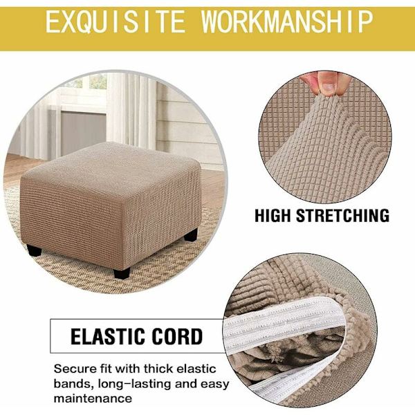 Stretchöverdrag för förvaringsfåtölj, kvadratisk jacquard, fotpallsskydd, stretchöverdrag med elastisk botten, spandextyg, kudde för fotpall, möbler