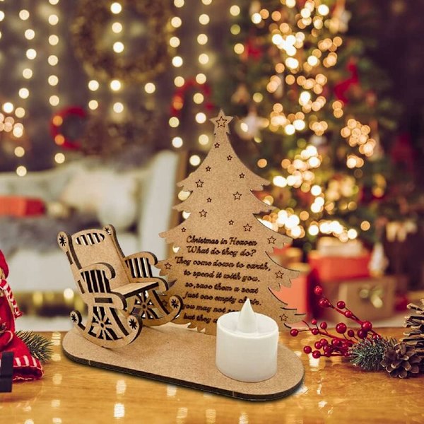 Træ Julemindelys Ornamenter, Juleparadis Gyngestol med LED Te Lys, til at Mindes Dine Kære Juler på Skrivebordet