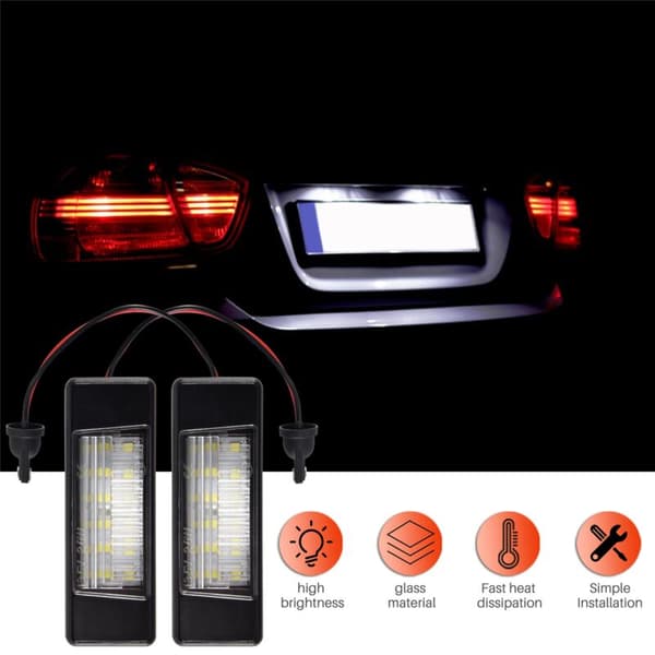 2 stk. Bil 18 LED-plast nummerpladelys til Juke Primera LED nummerpladelys