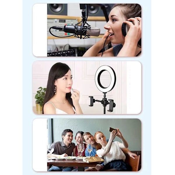 4 i 1 Live Stativ Live Stemme Profesjonell LED Ringlys Bærbar Lampe MIC Stativ Holder Lys Live Streaming