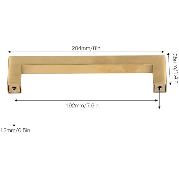 4 huonetta. 12x12x193mm Kulta ruostumaton teräs keittiön kaapin ovenkahva Kaapin vaihto kahvat