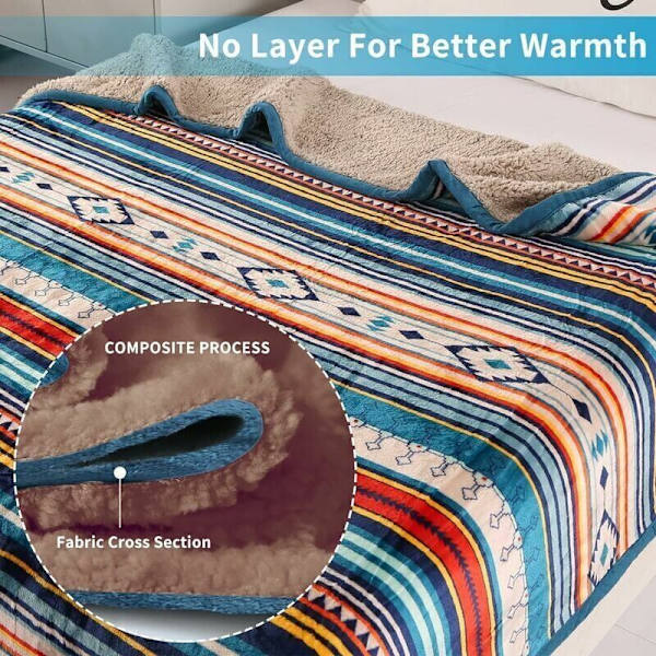 125x155cm fleece-peitto, paksu pehmeä ja mukava flanellipeitto, kääntyvät siniset peitot ja heitot, pehmeä ja kodikas Sherpa-sohvaheitto raidallinen