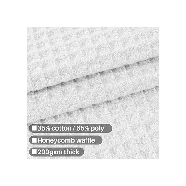 Bomuldsblanding bruseforhæng, Honeycomb Waffle Weave, blødt og hotelspa, vaskbart, hvidt, 72 x 72 tommer