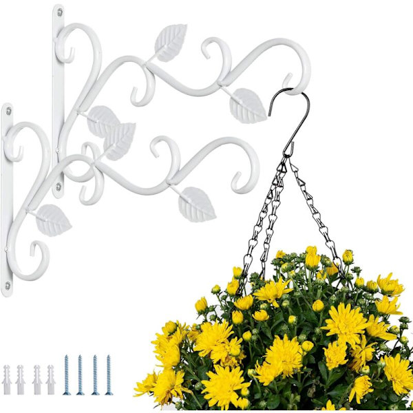 Väggfäste för upphängning av växter, 2 stycken plåtkrokar Väggfästen 30 cm Blomkruka Fågelmatare Retro Hängare Hängare Trädgård Inomhus Utomhus W