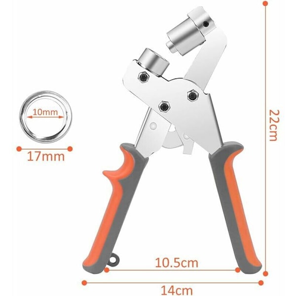 Silmukka-pihdit, ammattimainen silmukka-poraussetti, 100 kpl (sisähalkaisija 10 mm) Metalliset silmukka-kiinnityspihdit PVC-kankaalle, nahalle, verholle, pressulle