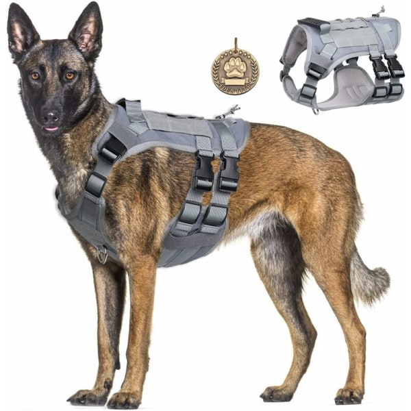 Taktisk hundsele för stora och medelstora hundar, militärsele utan drag med handtag, justerbar hundvästsele för träning, jakt, promenader (gr.