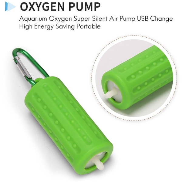 Mini USB -ilmastuspumppu, akvaarion ilmastuslaite, happipumppu, kalastukseen, erittäin hiljainen, miniakvaario - vihreä