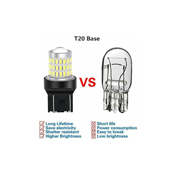 7443 7440 T20 W21/5W Super Lyse LED Pærer, 12V 24V Xenon Hvid, til Bakkelygter Blinklys Bremser Baglygter Parkering RV Lys (2 Pak)