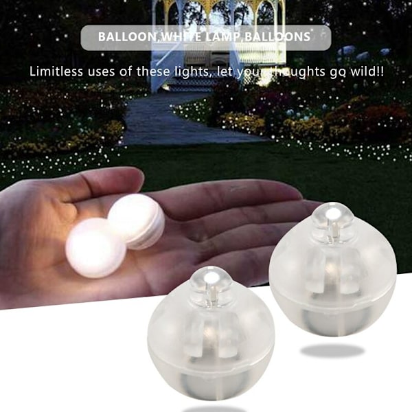 100 stk./parti 100 x runde LED-flashkuglelampe ballonlys lang standbytid til papir lanterne ballonlys bryllupsfest dekoration hvid