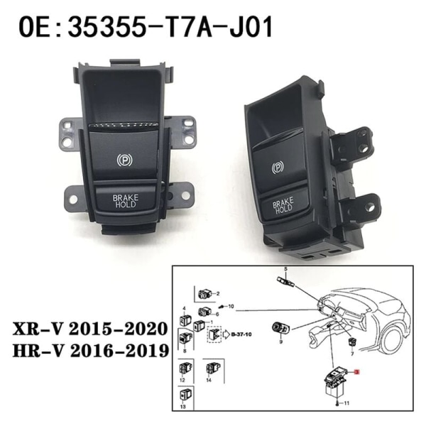 35355-T7A-J01 35355T7AJ01 for XRV -V XR-V VEZEL Elektronisk Automatisk Håndbrekknapp Parkeringsbremsebryter