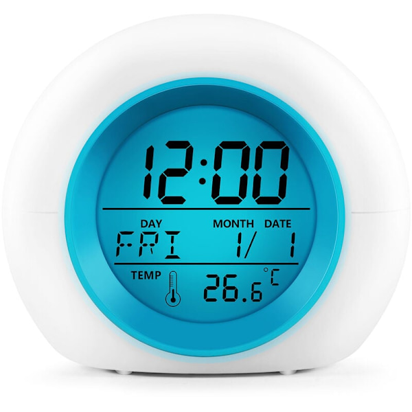 Lasten herätyskello - Herätysvalo Digitaalinen kello 7 väriä vaihtava, painonhallinta ja torkkutoiminto makuuhuoneisiin
