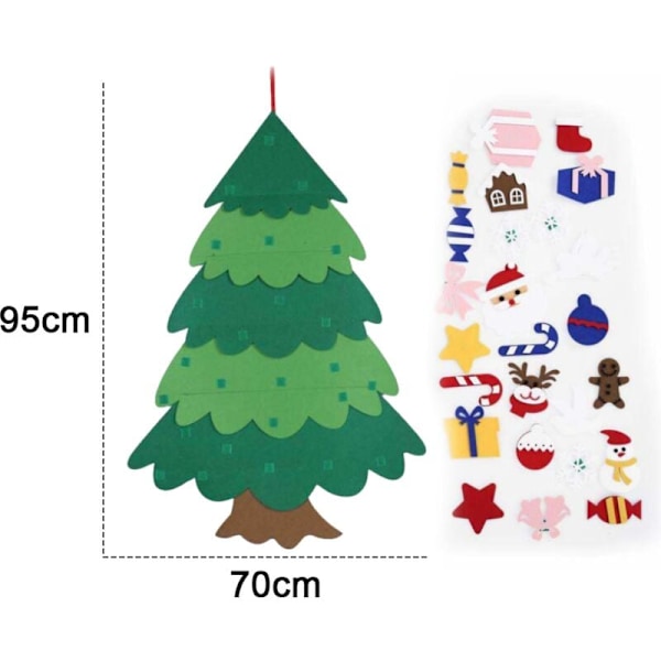 DIY Filt Julgran för Barn 95cm Juldekorationer för Småbarn Filt Julgran för Barn Juldörr
