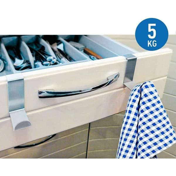 Seger - 6 rustfrie ståldørskroge - Vendbare til standarddør og skabsgarderobe - Op til 5 kg
