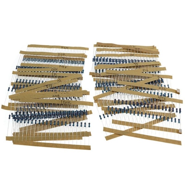 1280 st/ask 64 värden 1% Resistor Kit Metallfilm Resistor Sortiment Kit 1Ohm-10Mohm Resistor Provkit