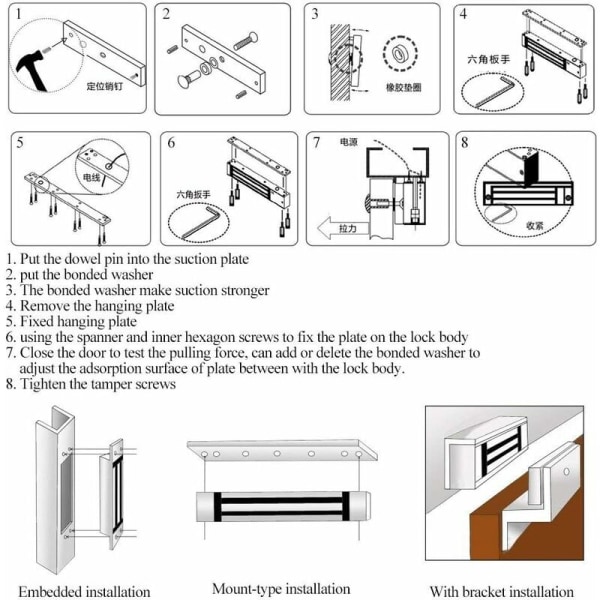 12V Vanntett Elektrisk Magnetisk Elektromagnetisk Dørlås 280KG 600LBs for Adgangskontrollsystem, Holdekraft Magnetisk Dørlås, Utendørs og Ind