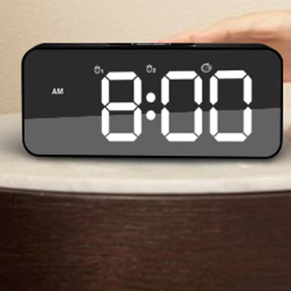 Väckarklocka, Digital Snooze Bordsur, Väckarklocka, Justerbar Tid Digital Klocka för Heminredning, Vit