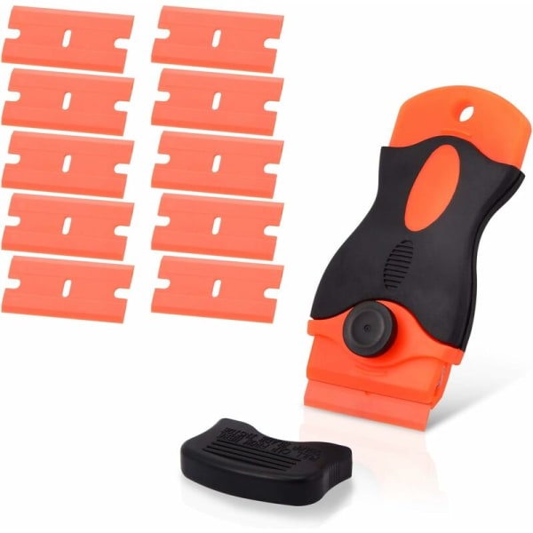 Scrapers, Glass Ceramic Scraper Plate Scraper with 10 Plastic Squeegees, for Removing Labels, Glue, PaintStickers and Decals, Window Cleaning -