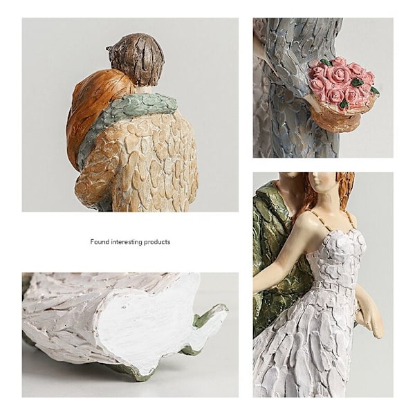Simuleret kærlighedspar kys resin håndværk model statue dekoration bryllup ceremoni par dekoration-A