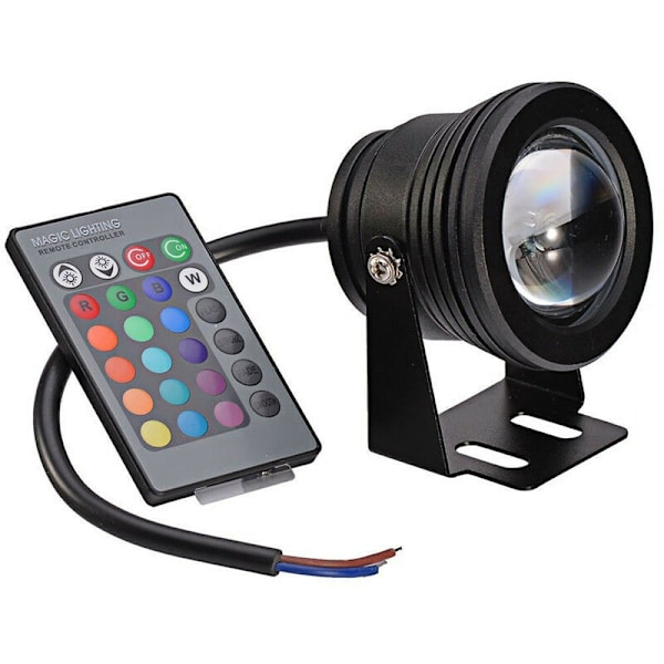 Undervandslys, 10w 12v RGB LED Vandtæt Multifarvet Spotlys Dam Dam Akvarium Justerbar Natdykning Lampe med Fjernbetjening, Super Lys