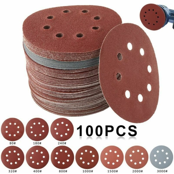 Bcc Flap Wheels 100, 125mm 8 Huller Hjul, 80, 180, 240, 320, 400, 800, 1000, 1500, 2000, 3000 til Polering, Afstøvning, Finish.