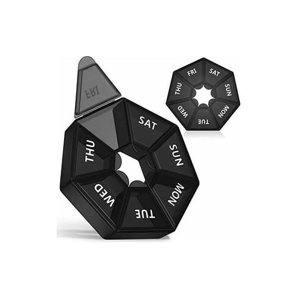 2-pack Rund pillerask Liten pillerask 7 dagar Mini 7-sidig pillerask Organizer pillerask