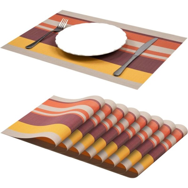 8 bordstabletter Halkfri, tvättbar värmebeständig PVC bordstabletter för matbord Röd