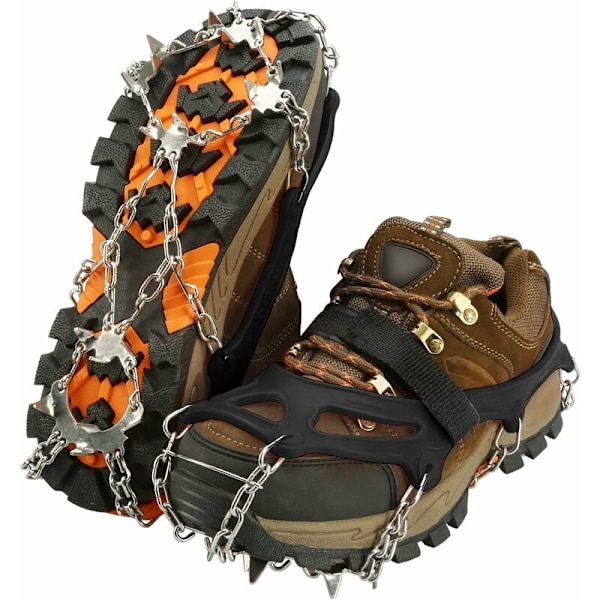 Traksjonspigger, Is- og Snøgrep, Brodder for Fottøy med Rustfrie Stålpigger for Gåing, Jogging, Klatring, Hiking på Snø og Is, Oransje XL