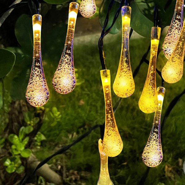 Solcelled Utendørs Lyslenke, 7m 50 LED Vann-Dråpe Solcelled Lyslenke, 8 Moduser Vanntette Utendørs Solcelled Lyslenke for Hagefest Jul (Var